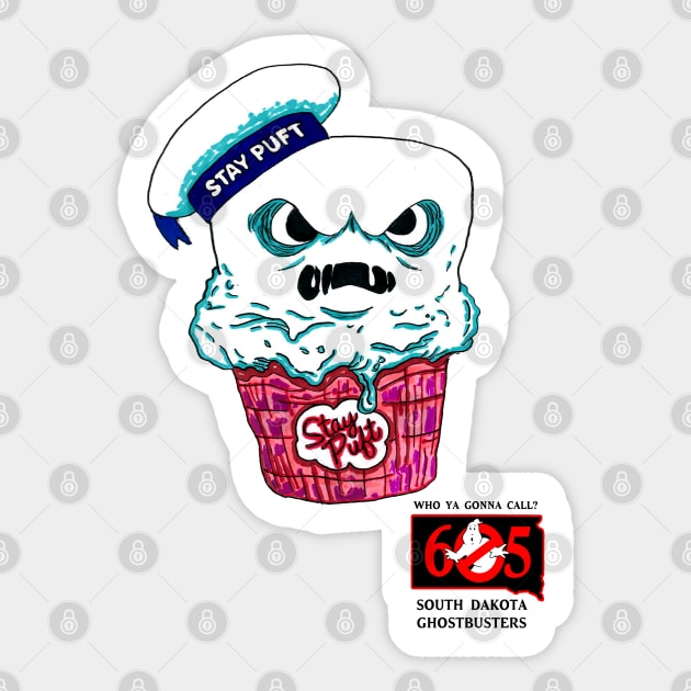 Angry Stay Puft Cupcake Steve Grace Design. Sticker by sdghostbusters